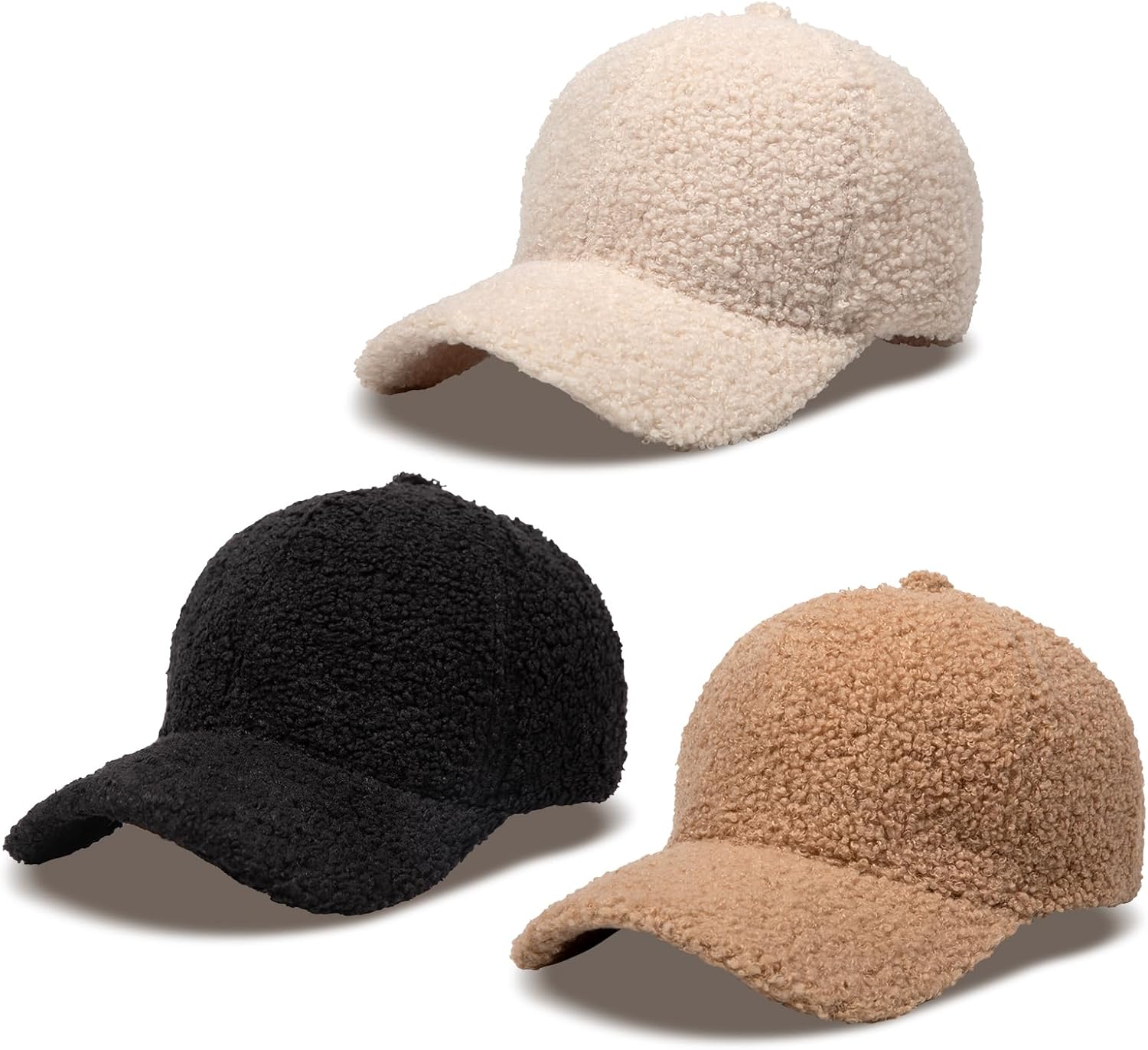 MGBPEI Women's Winter Baseball Cap Adjustable Solid Color Lamb Wool Warm Baseball Cap Unisex Unconstructed Plain Cap