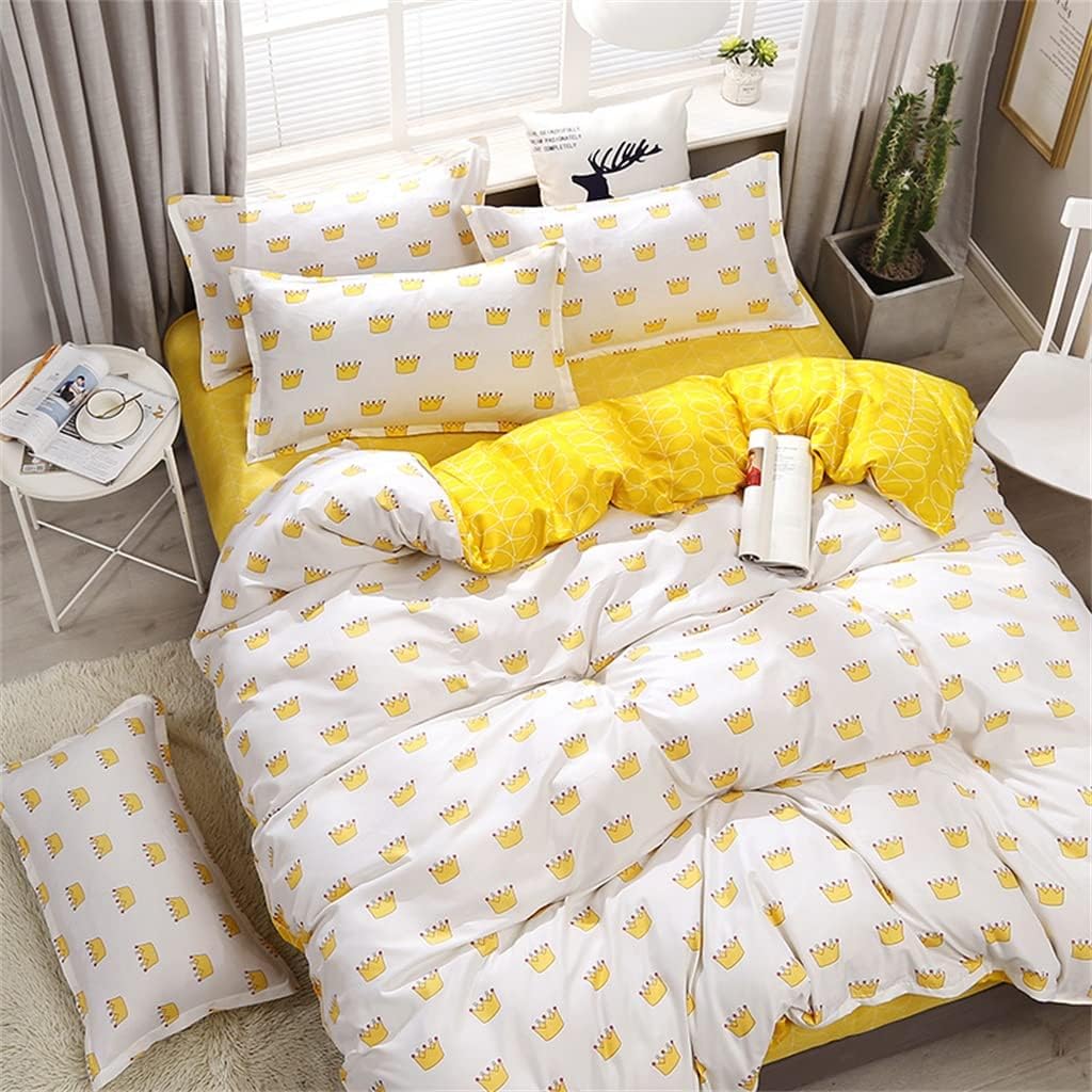 Set Sheets Soft Four-Piece Bed Sheet Duvet Cover Queen Size Comforter Sets for Home for Adult