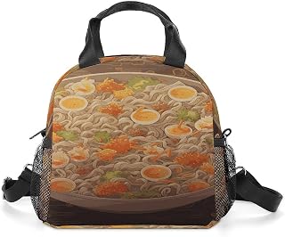 Egg Cup Noodle Ramen Lunch Bag Lunch Box Insulated Grocery Bag | Lunch Tote for Men and Women,Large capacity,Zipper closure,two side mesh side pockets,Adjustable straps for work Camping