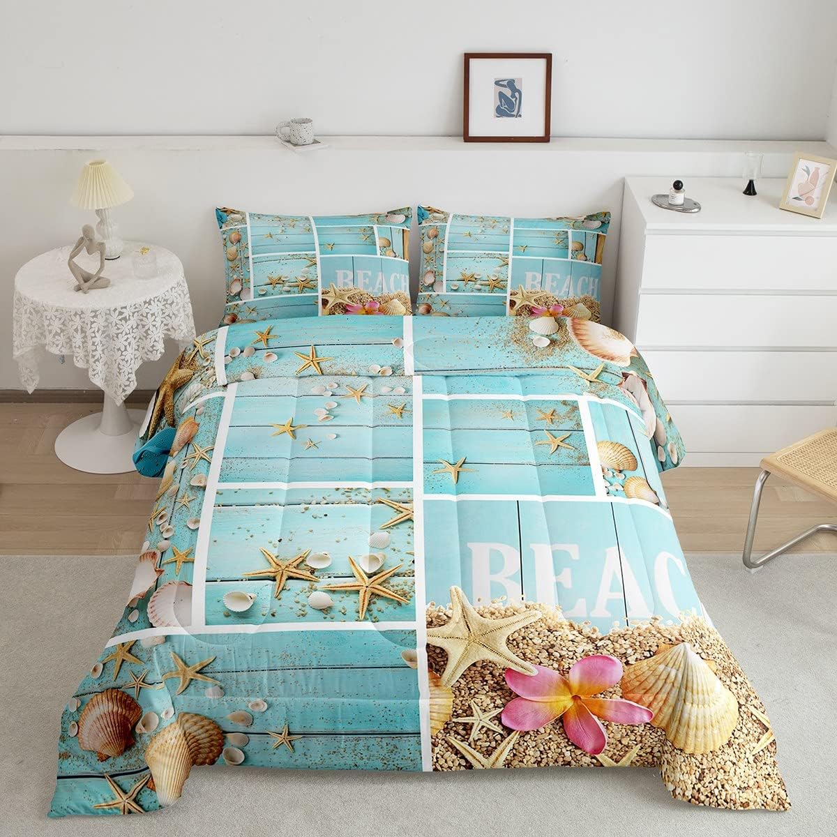 Hawaii Beach Bedding Comforter Sets,Starfish Seashell