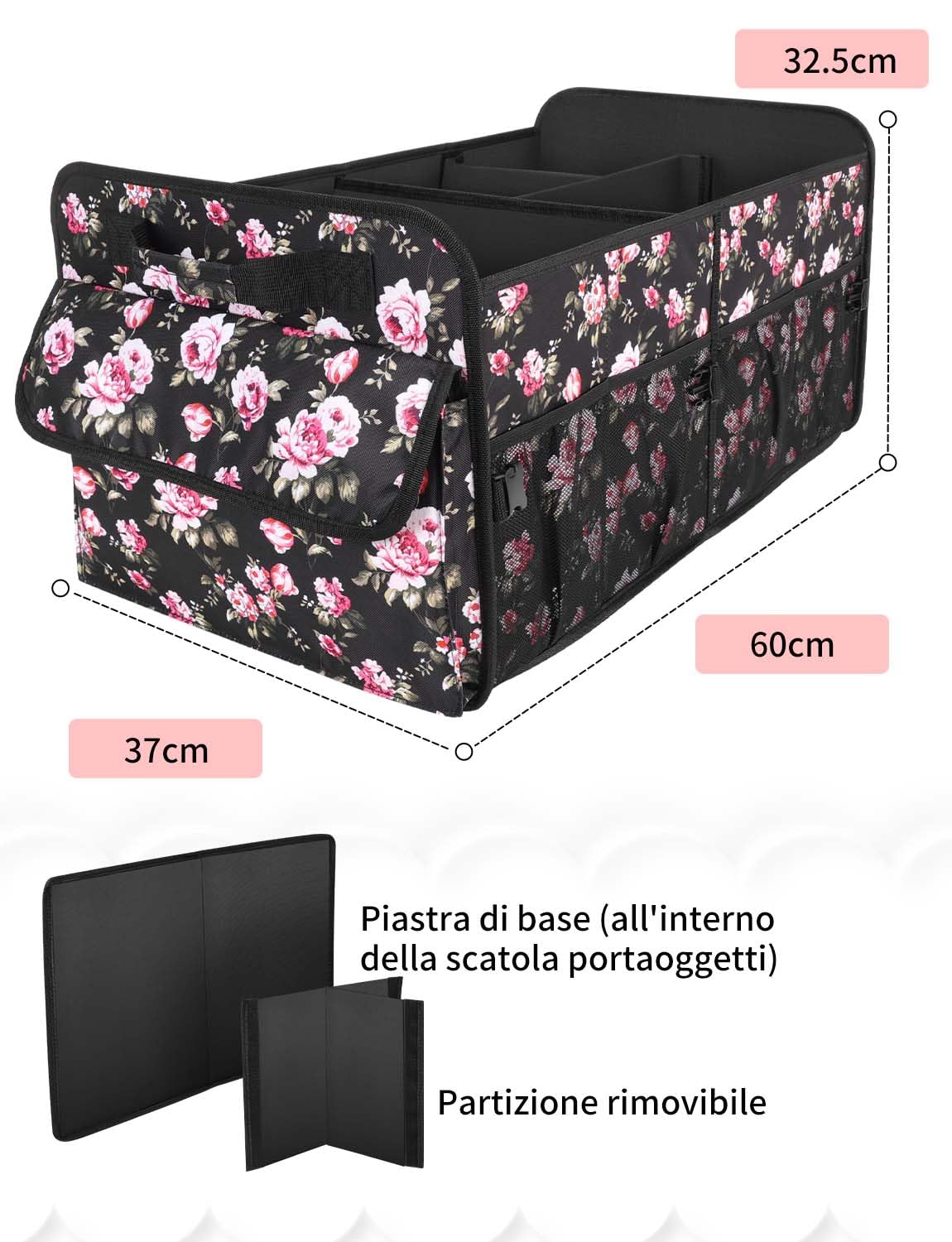 YOHOOLYO Car Trunk Organizer for SUV 72L Large Capacity Collapsible 4 Compartment Storage Multicolor Car Accessories for Women — view 11