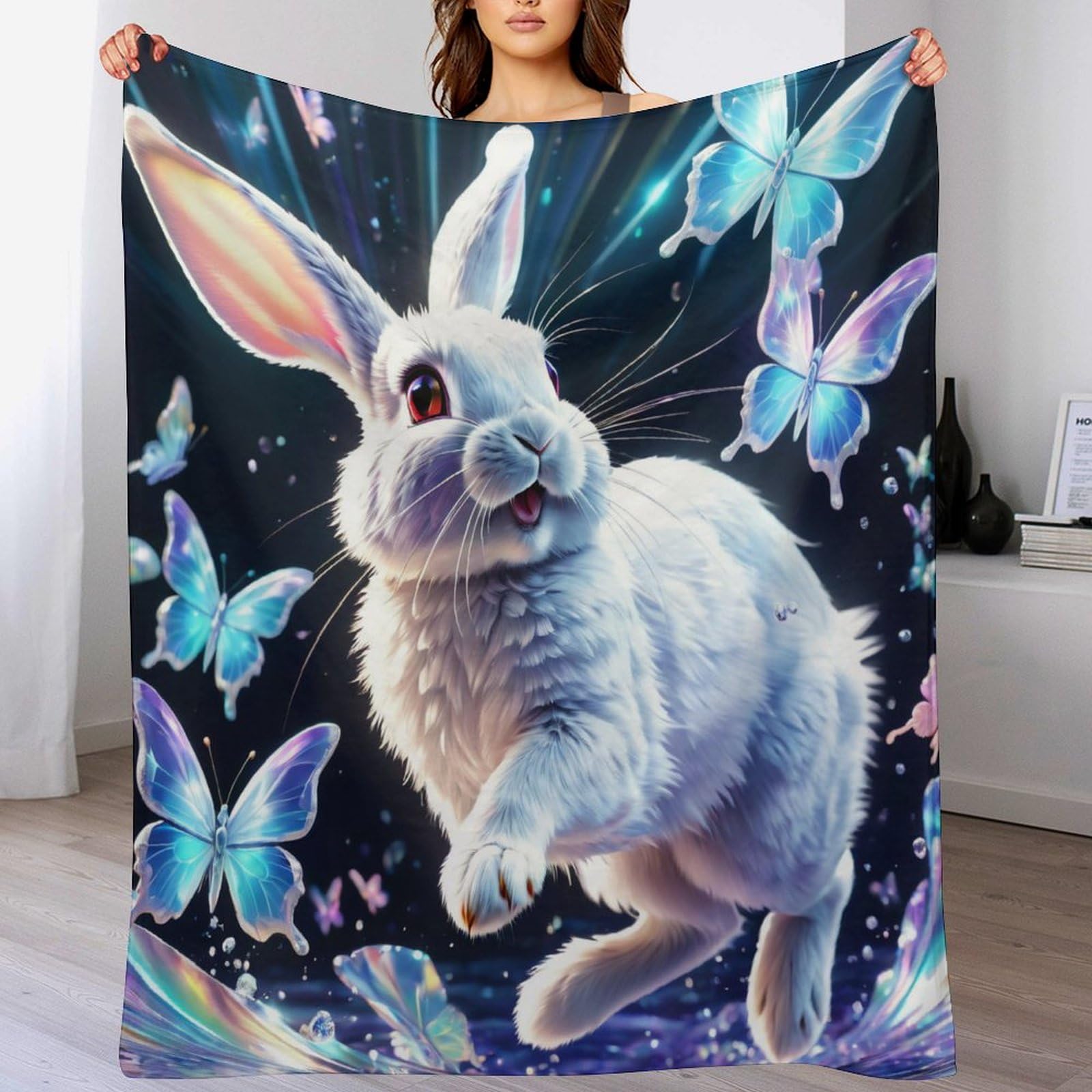 Couverture canapé lapin en flanelle douce | Plaid chaud de salon 150x200cm