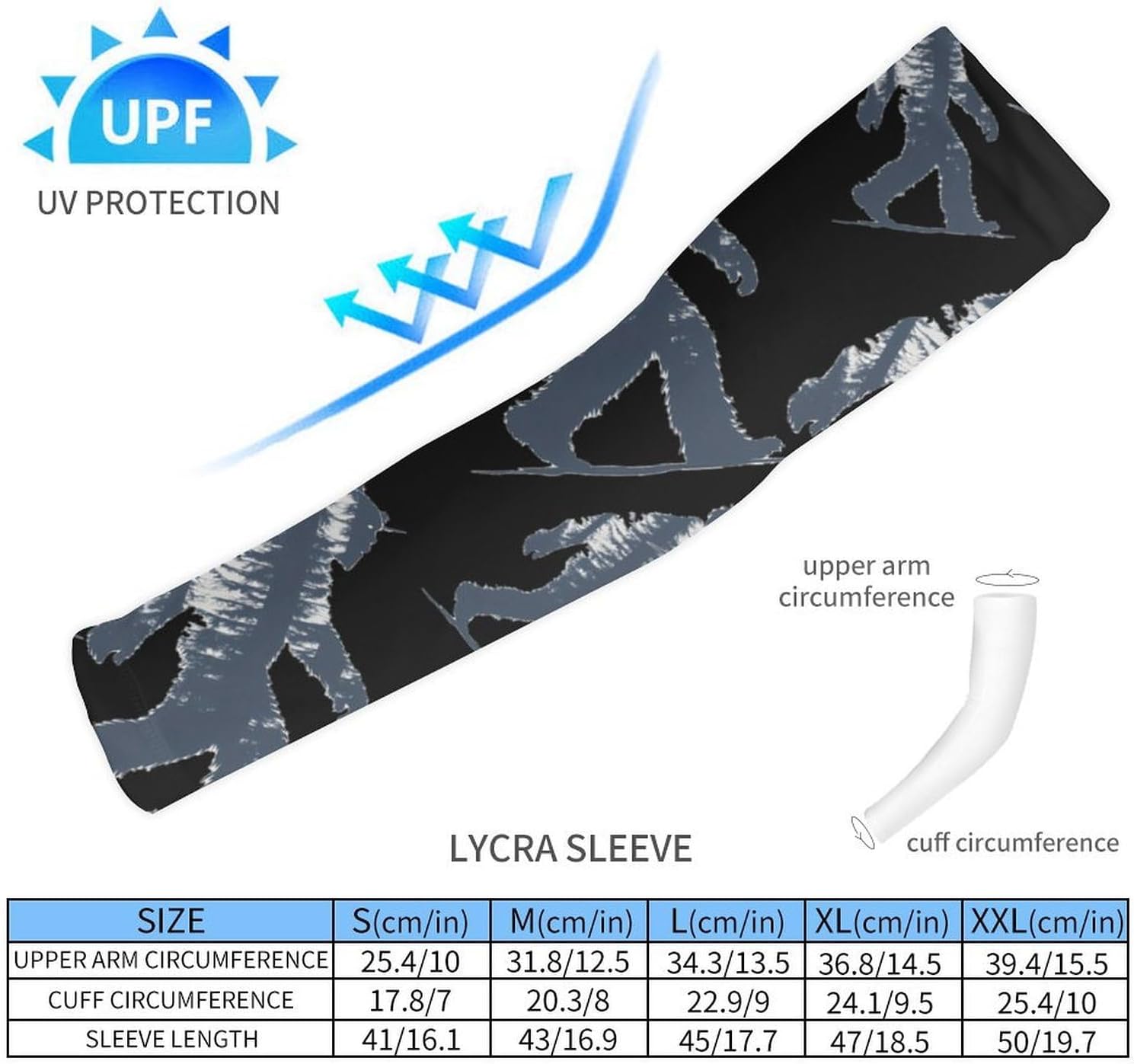Bigfoot Sasquatch Forests Arm Sleeves Sun Protection Sleeves Sports Cooling Arm Compression Sleeve for Men Women