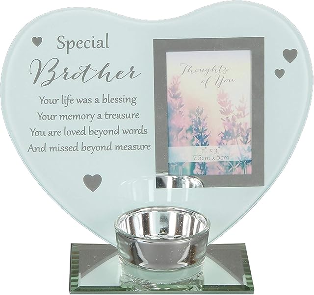 Widdle Gifts Ltd Glass Photo Frame Memorial Tea Light Candle Holder - Brother 9071