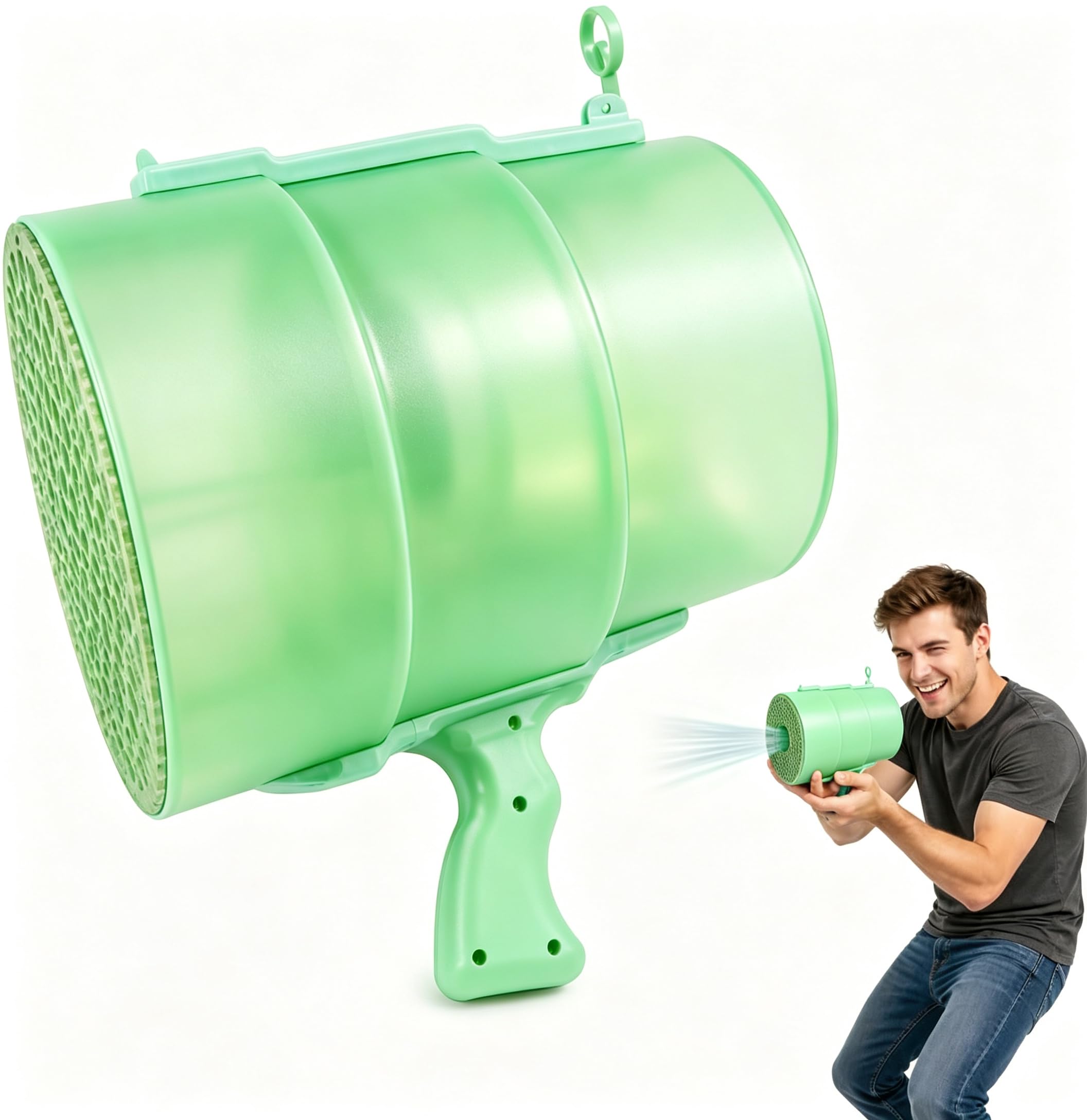 Air Blaster Toy, Handheld Air Cannon with Pop-Up Sight, Green