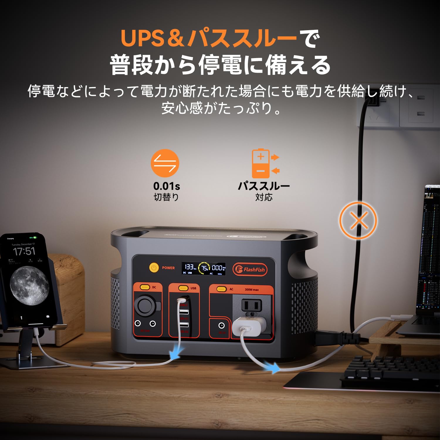 FlashFish ポータブル電源 179.2Wh/300W リン酸鉄リチウム Amazon.co.jp: FlashFish ポータブル電源 小型 179.2Wh/300W 軽量