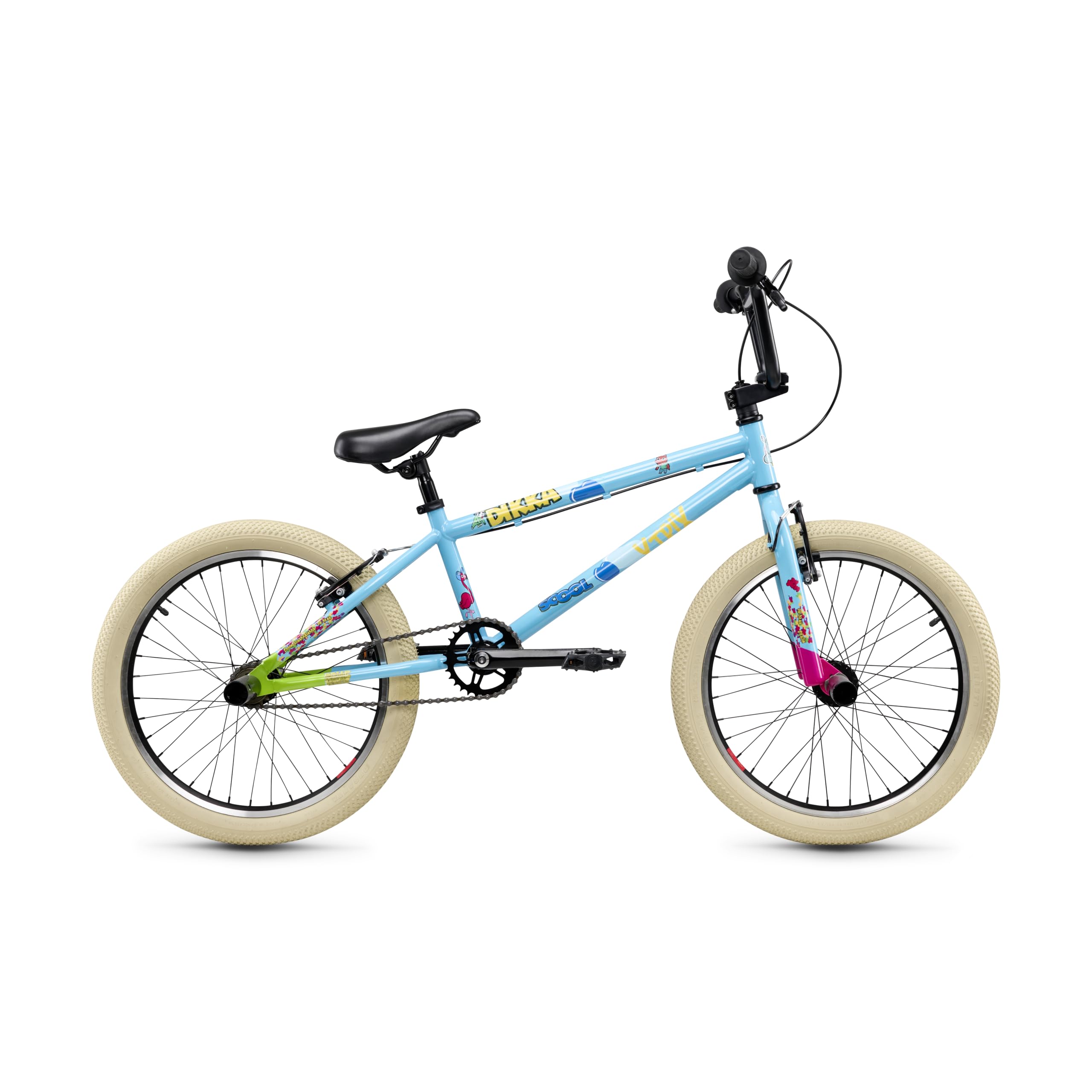 S’COOL BMX Fahrrad 16 & 20 Zoll, 1-Gang, Robustes Freestyle Bike, DIKKA BMX Limited Version, ab ca. 7 Jahre, ab ca. 130 cm, Hellblau