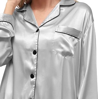 Silk Pajamas for Women,Ladieshow Satin Pajama Women Set, Long Sleeve Sleepwear Pajamas for Ladies ,Soft Loungewear -2 Piece,Button Down Pjs