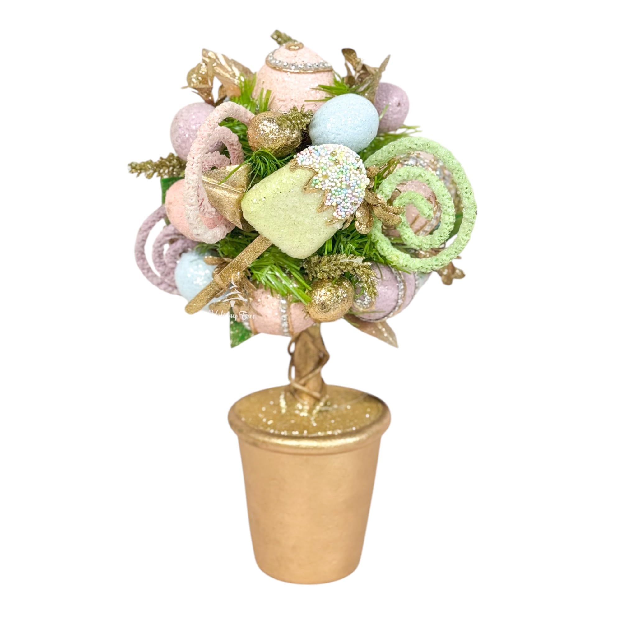 Holiday Tree Easter Pastel Sweet Topiary – Whimsical Easter Decorations | Centerpiece for Tabletops & Entryways