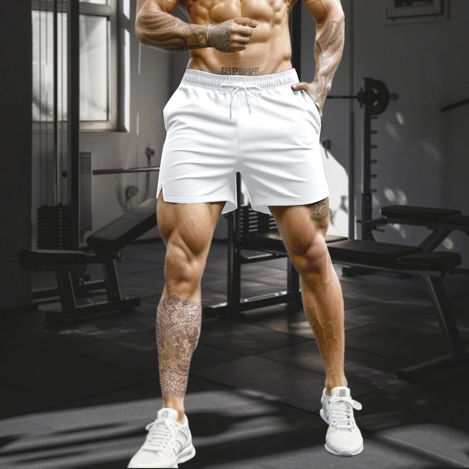 3 Set Men's Workout Athletic Shorts Lightweight Moisture Wicking 3" Running Shorts with Zipper Pockets Gym Beach - Image 2