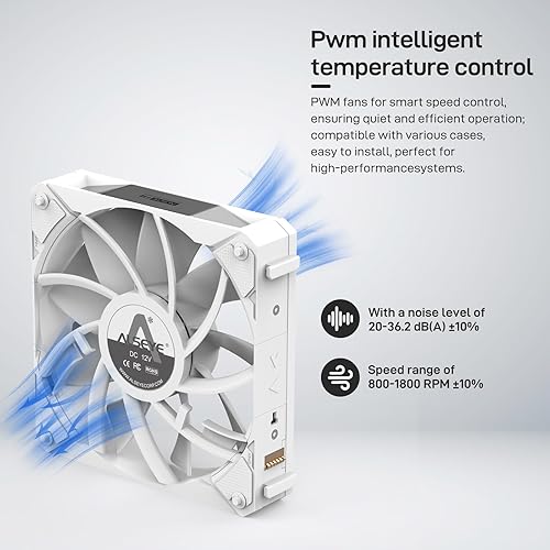 Miniatura 3 de ALSEYE i12 Kit de ventilador de carcasa de PC, tres ventiladores inalámbricos ARGB y PWM con estructura de conexión a presión (kit i12 blanco)