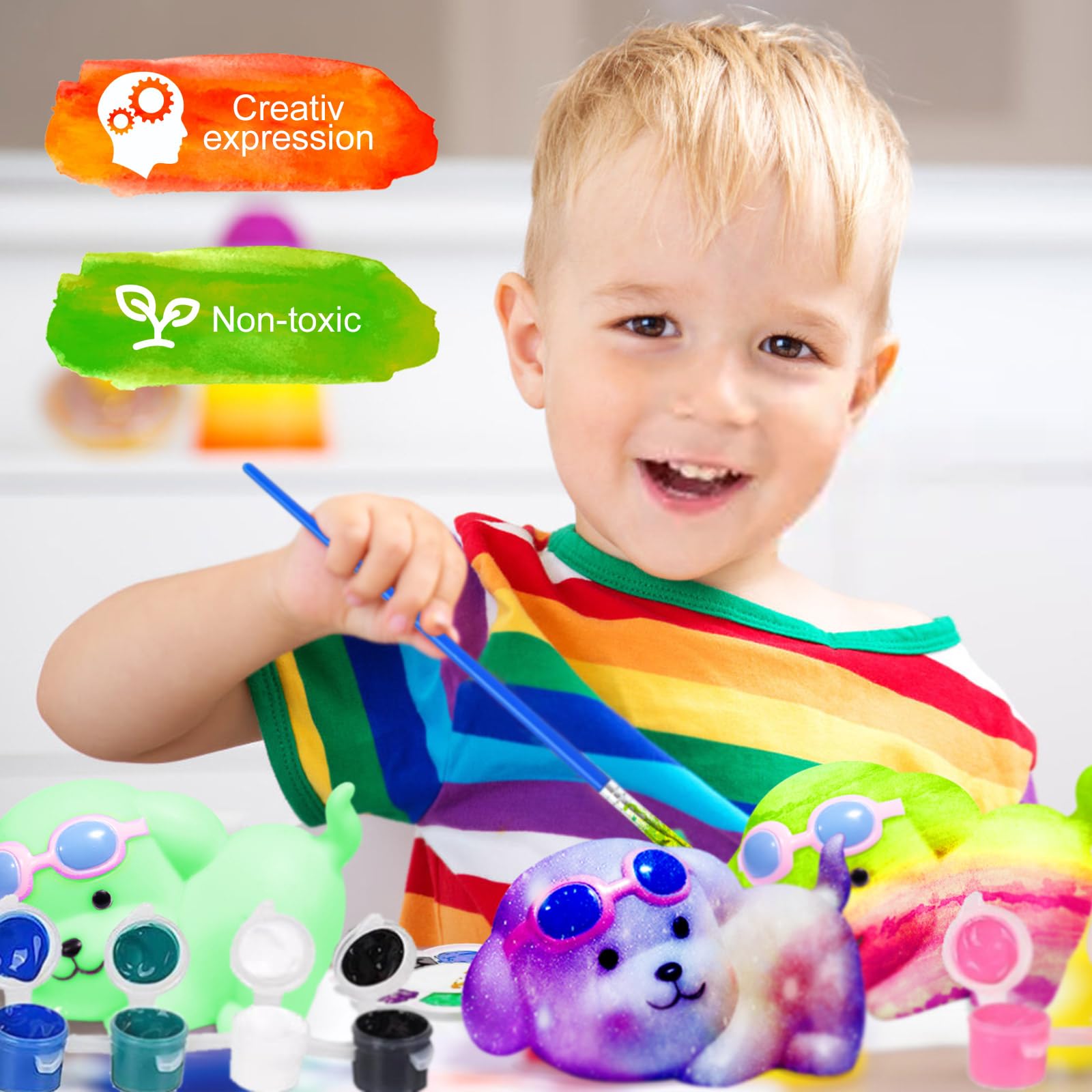 ONLYFUN Kit di Pittura per Cani Fai-da-Te - per Ragazze e Compleanni, Lampada 3D per Cani da Colorare e da Usare come Luci Notturne, Giocattolo Ideale per Bambini dai 3 ai 12 Anni