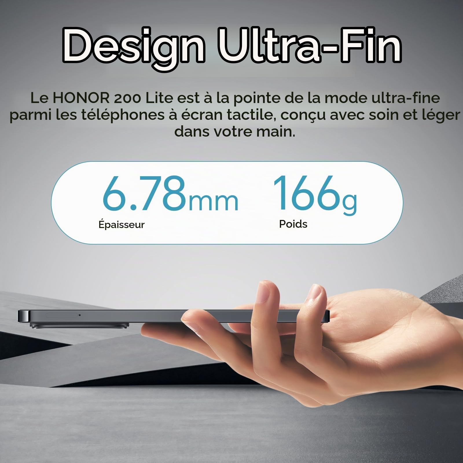 HONOR 200 Lite Smartphone 5G Triple caméra 108 Mpx,Mémoire ROM 256GO,RAM 8GO,8core MediaTek Dimensity 6080,Ecran 6.67",Batterie 4500mAh/Dual SIM/NFC/Android 14,Noir