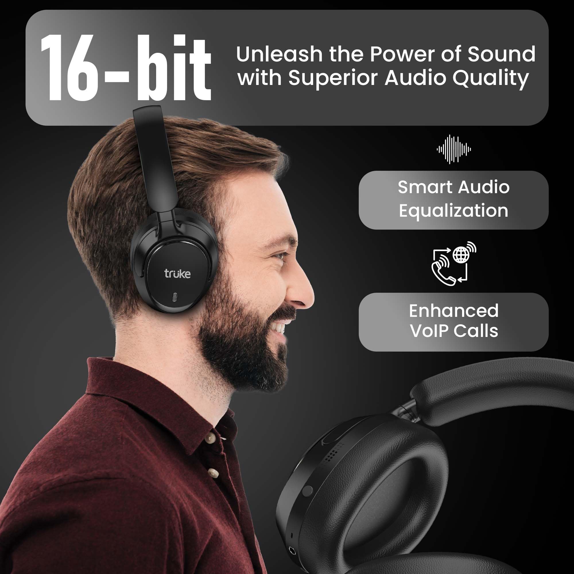 truke New Launch Aura Bass V2 Over The Ear Headphone with 50 -4