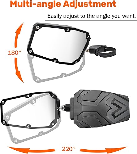 Miniatura 3 de Espejos laterales UTV para barra antivuelco de 1.5 a 2 pulgadas, UTV RZR, espejo retrovisor lateral apto para Polaris RZR, Can Am Maverick X3,