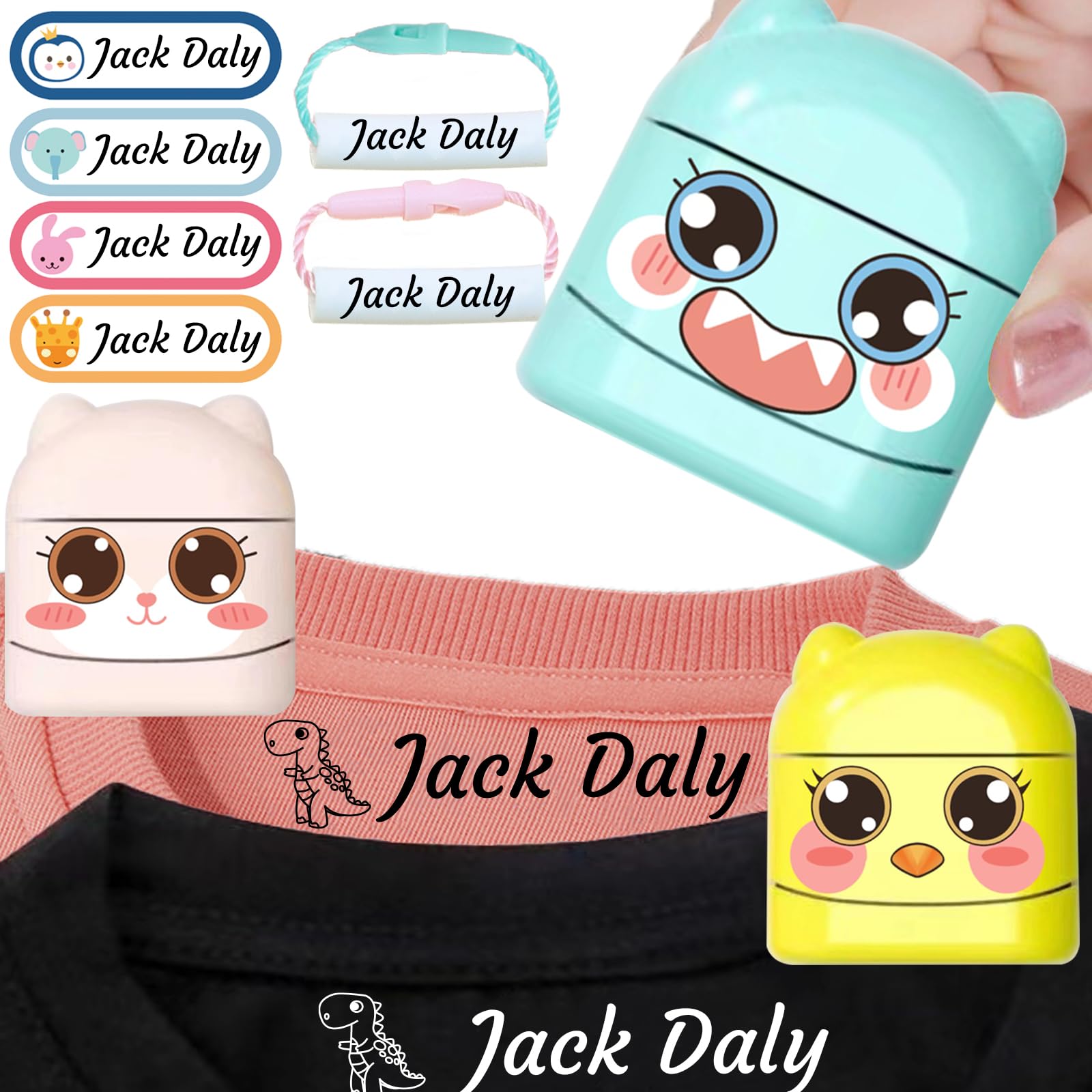 Black and White Ink Name Stamp for Clothing Kids Waterproof - Clothing Labels -Labels for Kids Stuff Daycare