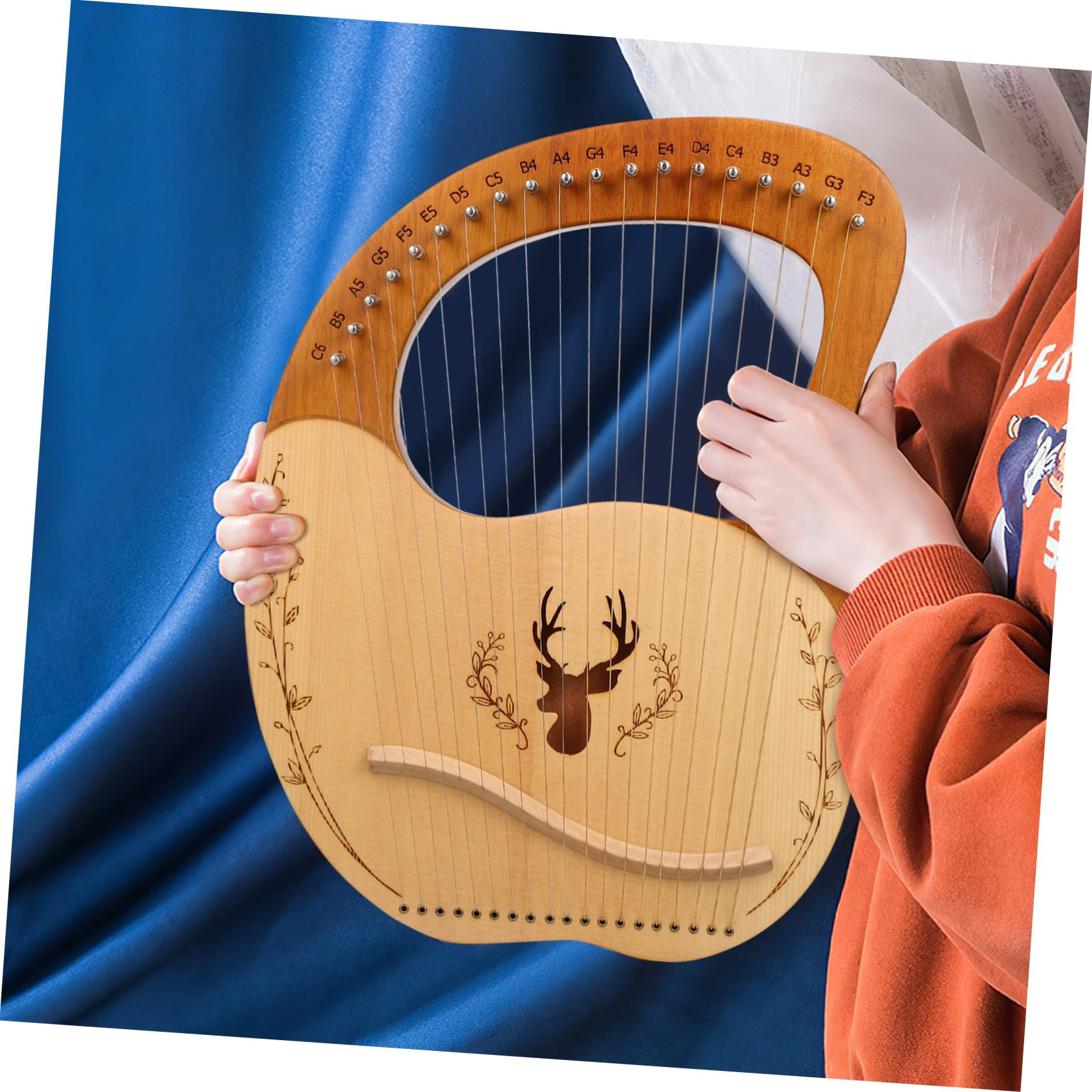 Set di Lira Strumento Musicale Portatile in Legno con 19 Corde, Chiave di Accordatura e Borsa per Principianti, Suono Chiaro e Regolazione Fine