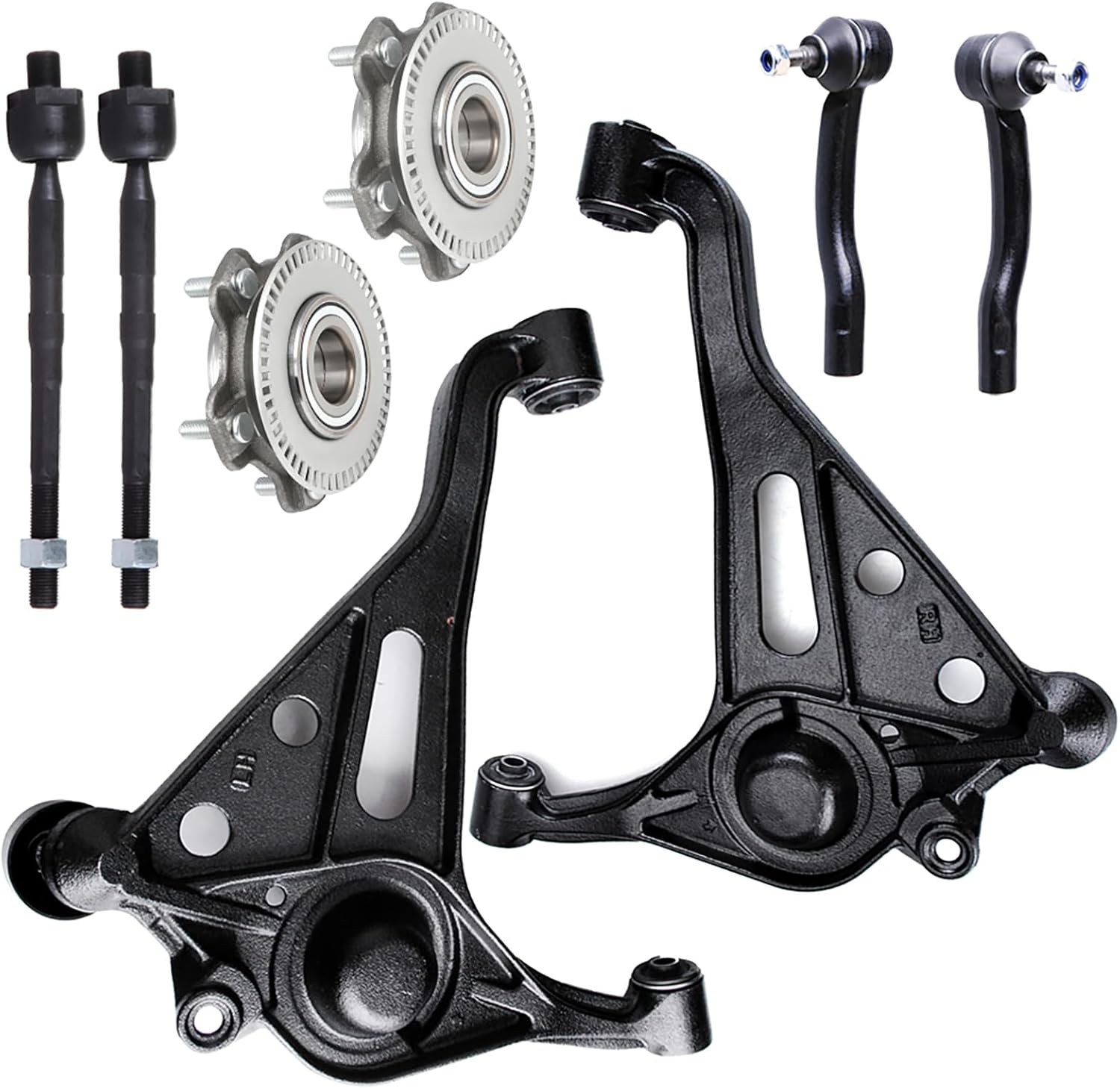 8-PC SET Suspension Kit fit 2001-2005 for Suzuki Grand Vitara 2002-2006 for Suzuki XL-7 Front Lower Control Arm and Ball Joint Outer Inner Tie Rod End Wheel Hub Bearing