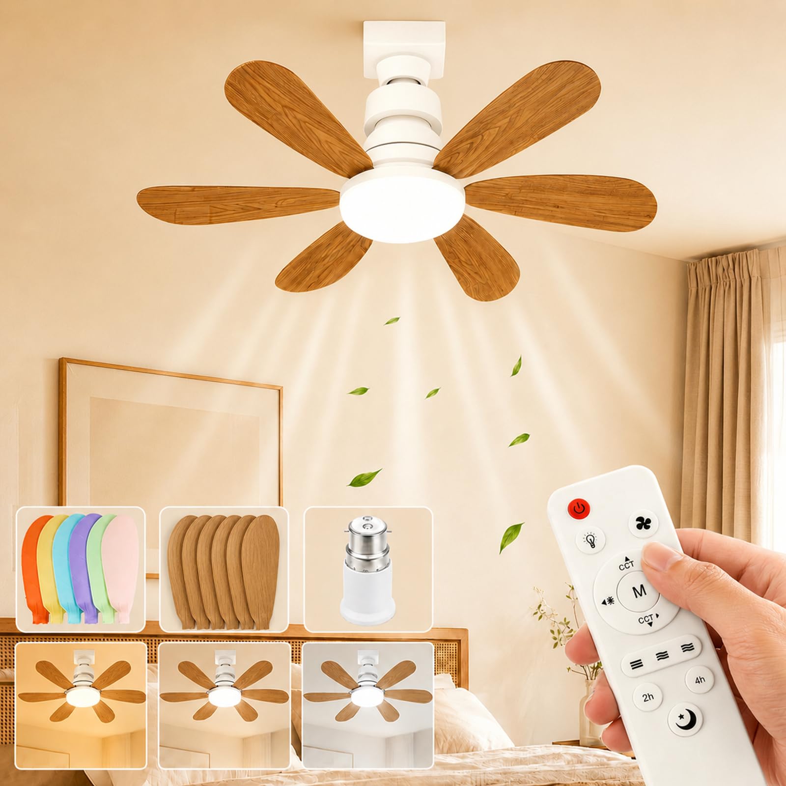 DVDVBOOM 52cm E27/B22 Ceiling Fan with Light