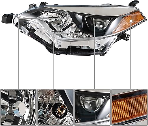 Miniatura 3 de munirater 8115002E60 - Lámpara de luz delantera izquierda negra con LED de repuesto integrado para 2014 2015 2016 Corolla Sedan de 4 puertas