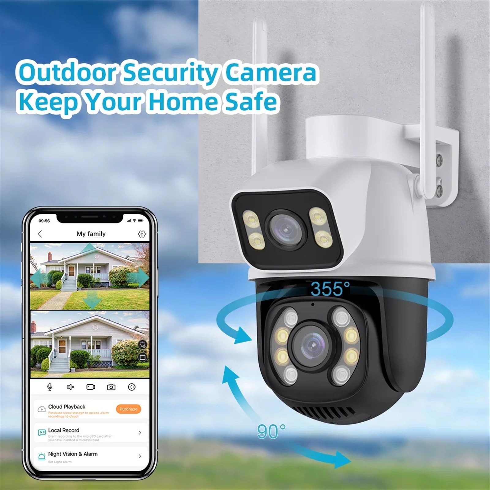 4K 8MP podwójny obiektyw podwójny ekran kamera IP wodoodporny kolor IR Night Vision automatyczne śledzenie kamery monitorujące(4MP WITH 128g card)