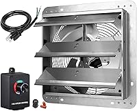 Vista 10 de Simple Deluxe Ventilador de escape de obturador variable de 12 pulgadas de aluminio con controlador de velocidad y kit de cable de alimentación