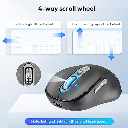 Miniatura 3 de Ratón Bluetooth inalámbrico, recargable portátil, multidispositivo, DPI de 4 niveles, receptor USB-A y dos Bluetooth, multisistema, desplazamiento