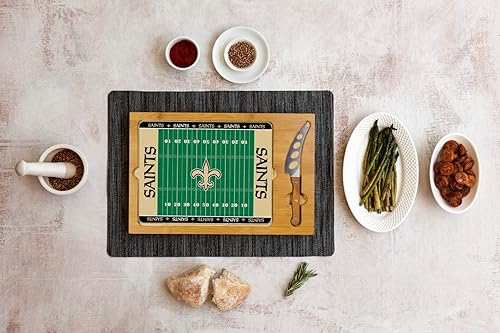 Vista 47 de PICNIC TIME NFL Football Field Icon - Juego de tabla de cortar y cuchillos con parte superior de vidrio, (Parawood y bambú)