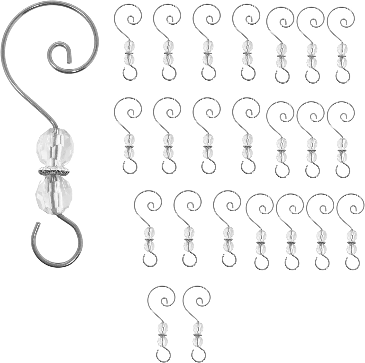 Christmas Ornament Hooks - Clear Jewel Accents - Set of 24 Pieces - Decorative Christmas Tree Ornament Hangers - Crafting - 3" L