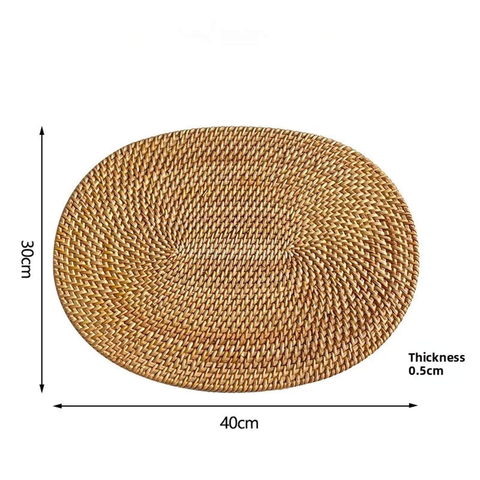 Sets de Table en Osier Napperon Ovale tissé en rotin, 1 pièce, antidérapant, résistant à la Chaleur, Tapis de décoration Table Manger Cuisine Domicile(L)