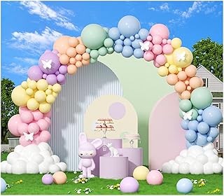 412pcs Pastel Balloon Garland Arch Kit 18 12 10 5 Inch Different Sizes Macaron Assorted Colors Balloon Latex Colorful Balloons for Baby Shower Girls Birthday Wedding Easter Rainbow Party Decoration