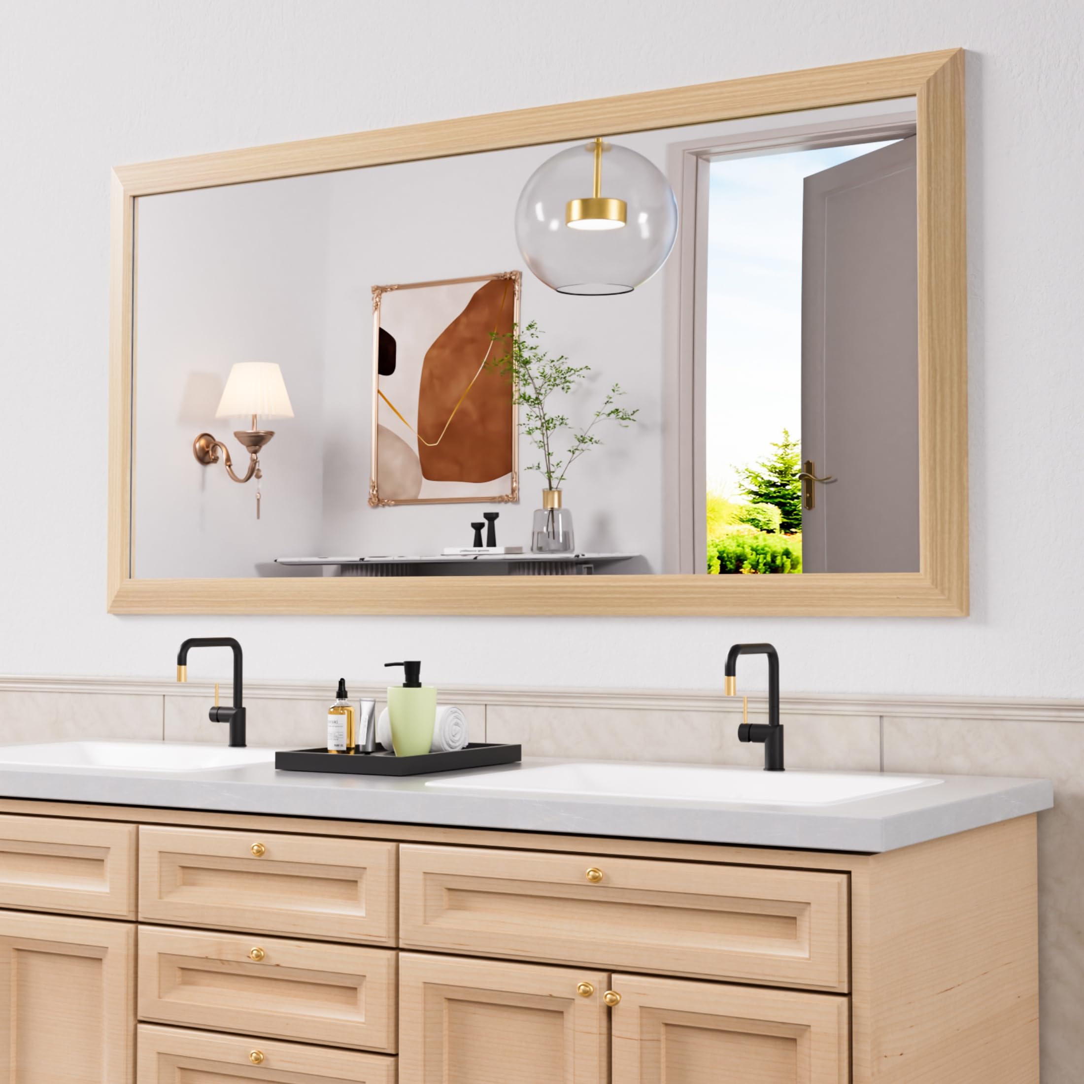 木製ハウス 60cm x 30cm x 30cm Amazon.com: Amorho 60 X30 Inch Bathroom Mirror for Wall, Oak Wood