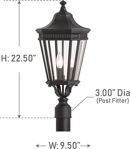 Miniatura 3 de Feiss OL5407BK Cotswold Lane - Iluminación de poste para exteriores, negro, 3 luces (10 pulgadas de ancho x 23 pulgadas de alto) 180 vatios