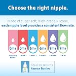 Biberon anti-colique Dr. Brown's Natural Flow Options+ étroit, floral rose, 8 oz/250 mL, avec tétines à débit lent niveau 1, 0m+, 4 biberons, 4 unités (paquet de 1)