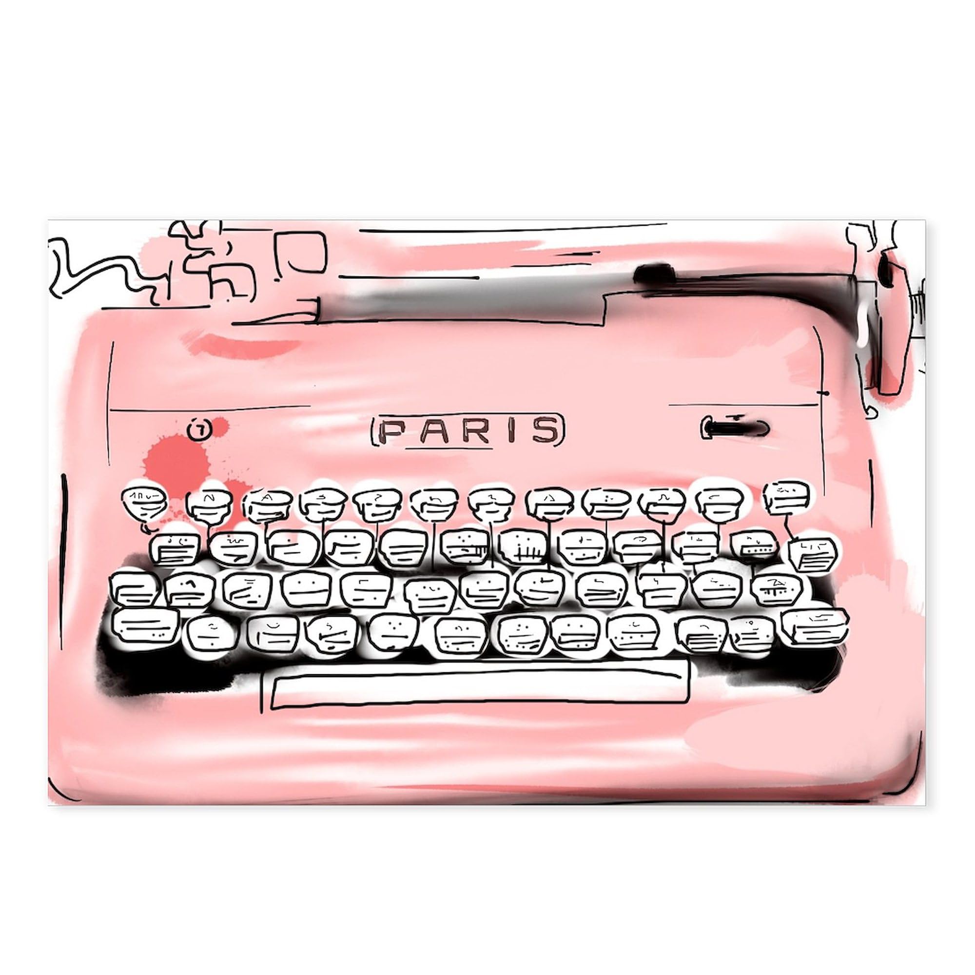 CafePress Paris Typewriter Postcards (Package of 8), 6"x4" Printed Note Card
