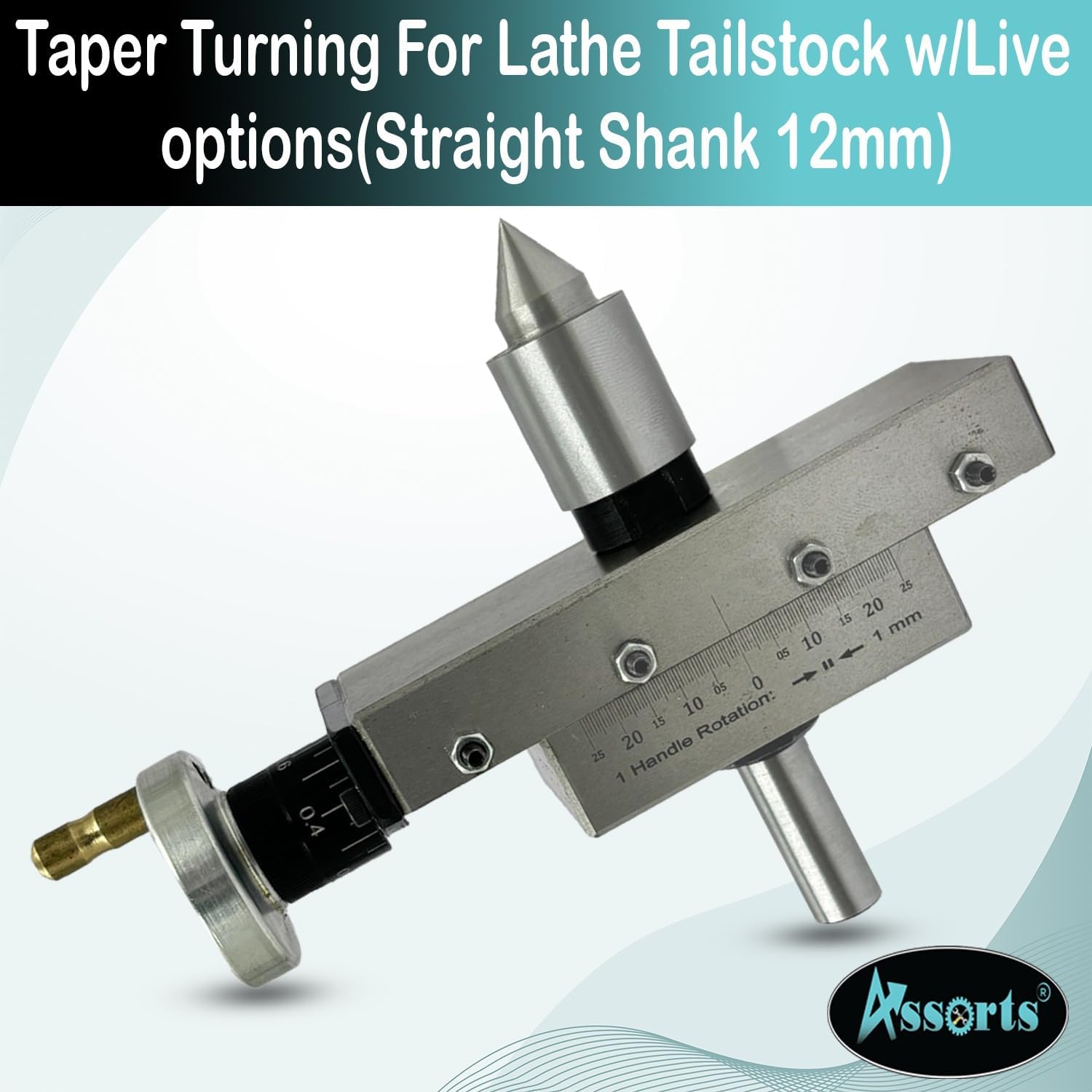 Taper Turning Attachment With Revolving Live Center For Lathe Machine-metric - Straight Shank