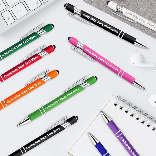 Miniatura 6 de Paquete de 96 bolígrafos personalizados a granel con punta de lápiz capacitivo, bolígrafos personalizados con mensaje con nombre, ideas de regalo