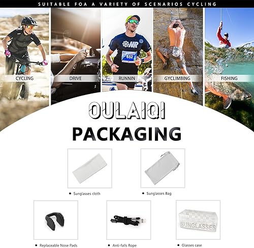 Vista 88 de OULAIQI Cycling Sunglasses Polarized Sunglasses for Cycling Men Women with 1 Lens or 3 Interchangeable Lens Baseball Glasses
