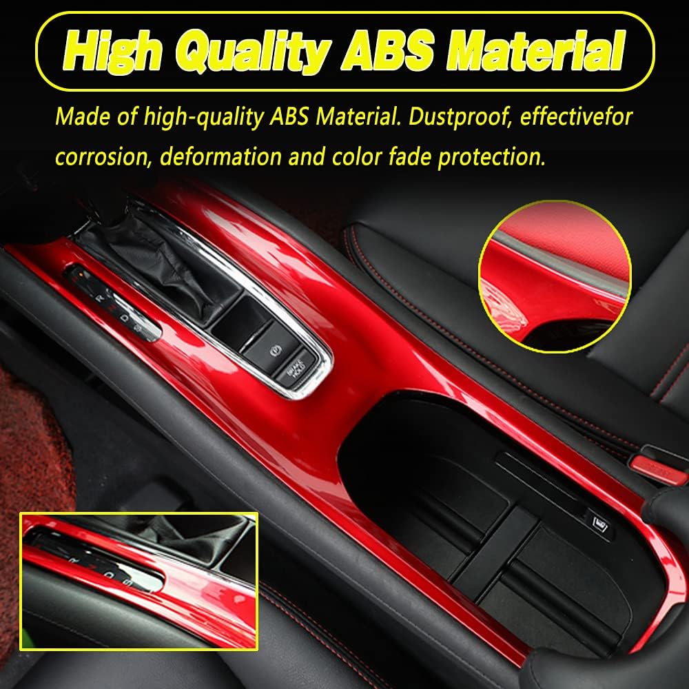 Interior Gear Shift Box Panel Cover Water Cup Holder Panel Cover Trim ABS Red Style for Honda HRV 2016 2017 2018 2019 2020 2021 2022