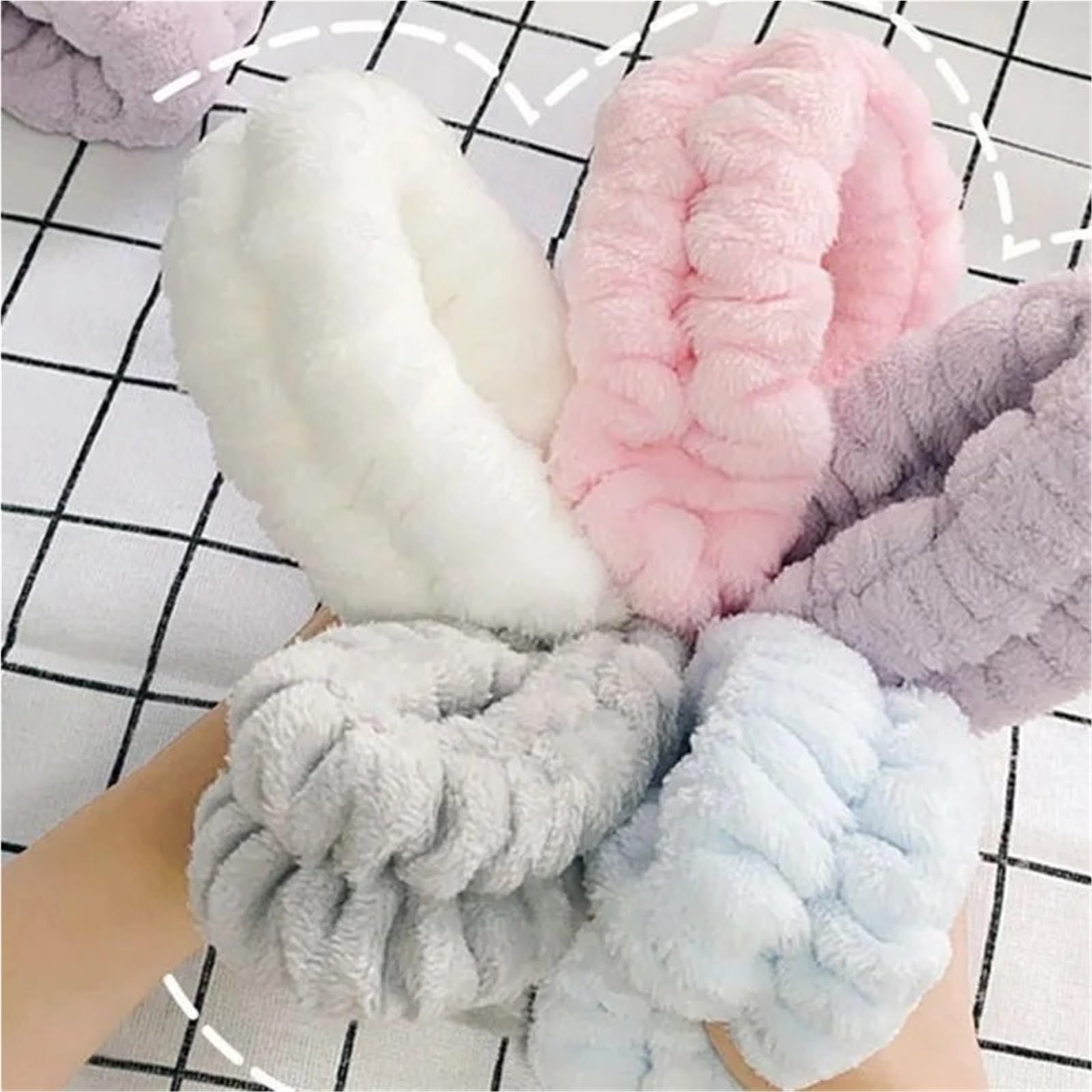 Diadema para maquillaje Conjunto de muñequeras for lavado cara, diademas for mujer, absorbentes impermeables, bandas for el cabello for y maquillaje(Miexd-3Sets)