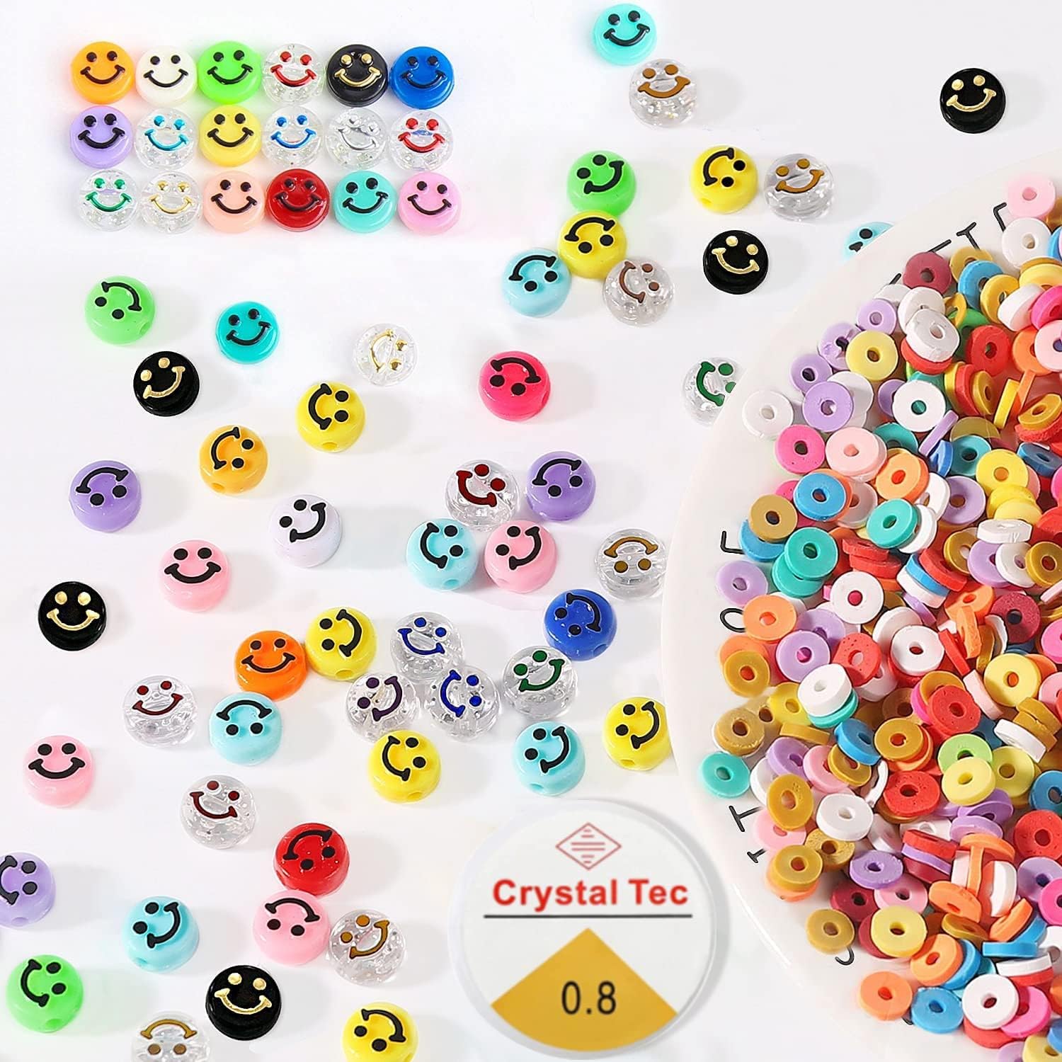 150 Pcs Smiley Face Beads,500Pcs Colorful Polymer Clay