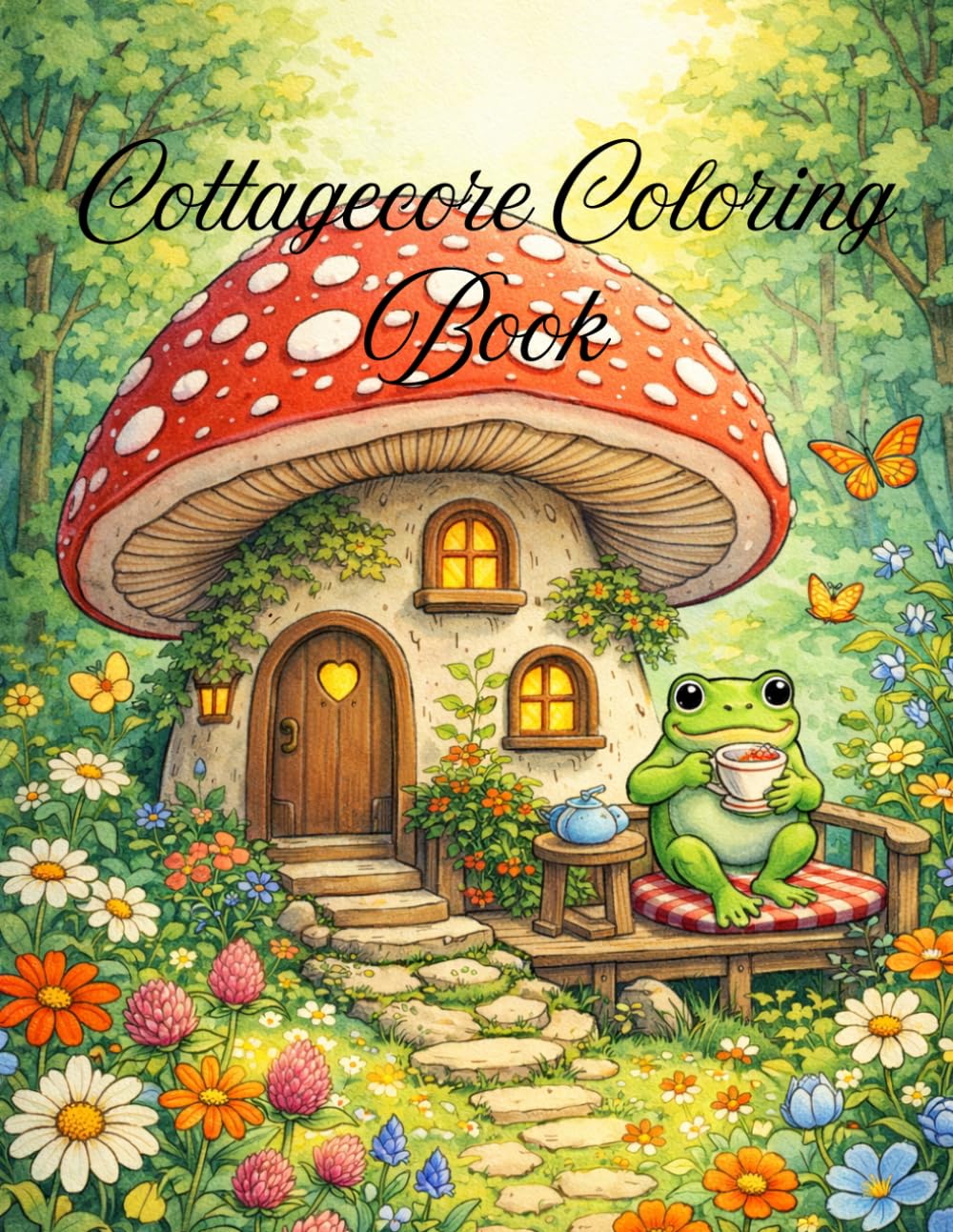 Cottagecore Coloring Book: A Whimsical and Relaxing Adult Coloring Book with Mushroom Houses, Cute Frogs, Cozy Interiors, and Aesthetic Countryside Vibes for Stress Relief