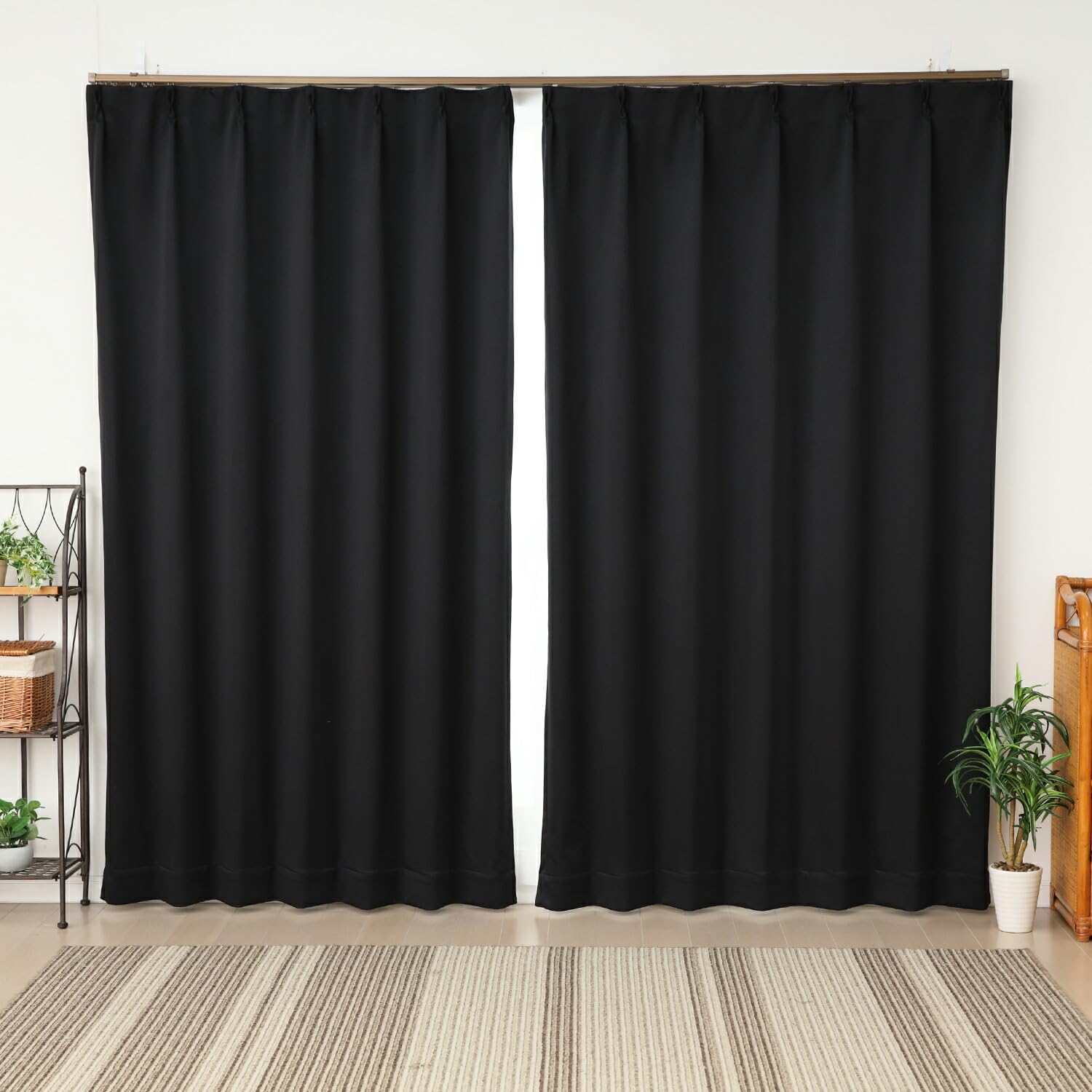 KAZOZ Creation ブラック プリーツカーテン KAZOZ Creation ブラック プリーツカーテン