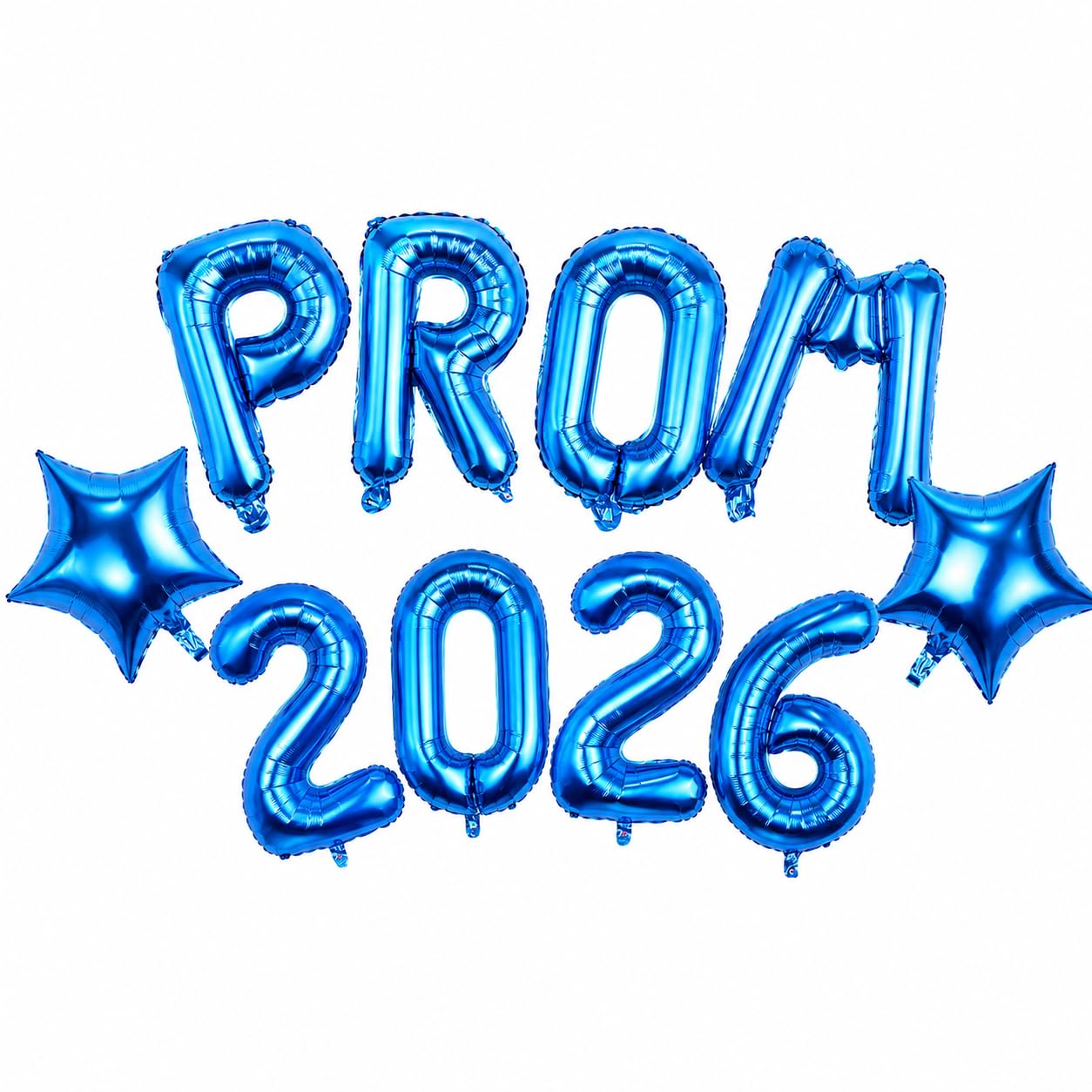 10 Pcs Prom 2026 Balloons Decorations, Balloon Banner with Star Balloons, Large Mylar Graduation Party Supplies for High School Leavers, Prom Night Photo Backdrop Decor (Blue)