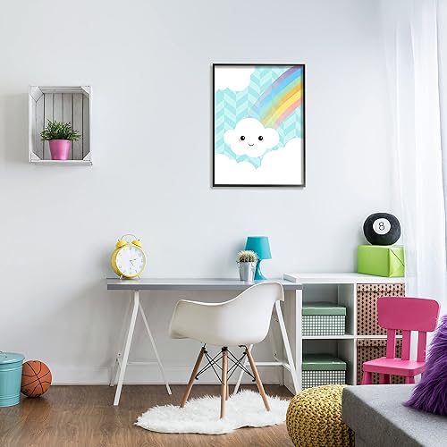 Miniatura 2 de Stupell Industries Arte de pared enmarcado con diseño geométrico azul de nube arco iris, diseño de Anna Quach, 24 x 30 pulgadas
