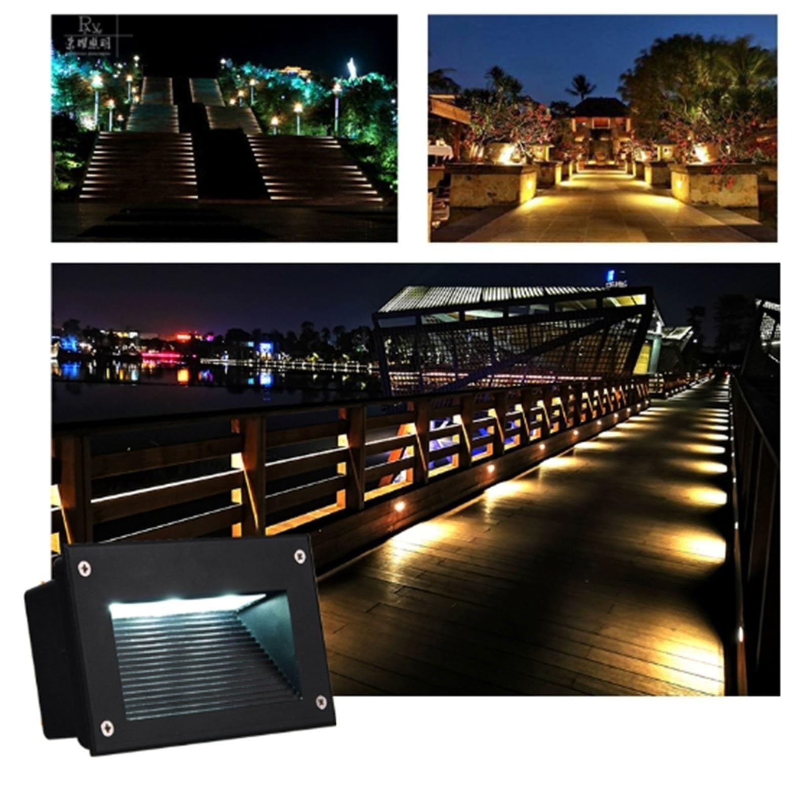 Lámpara De Jardín - Foco LED Empotrable Para Escaleras, Luces De Paso Para Exteriores Impermeables IP65, Luces De Escalera De Pasillo/luz De Esquina De 85-265V CA(Yellow,6W(205 * 85mm))