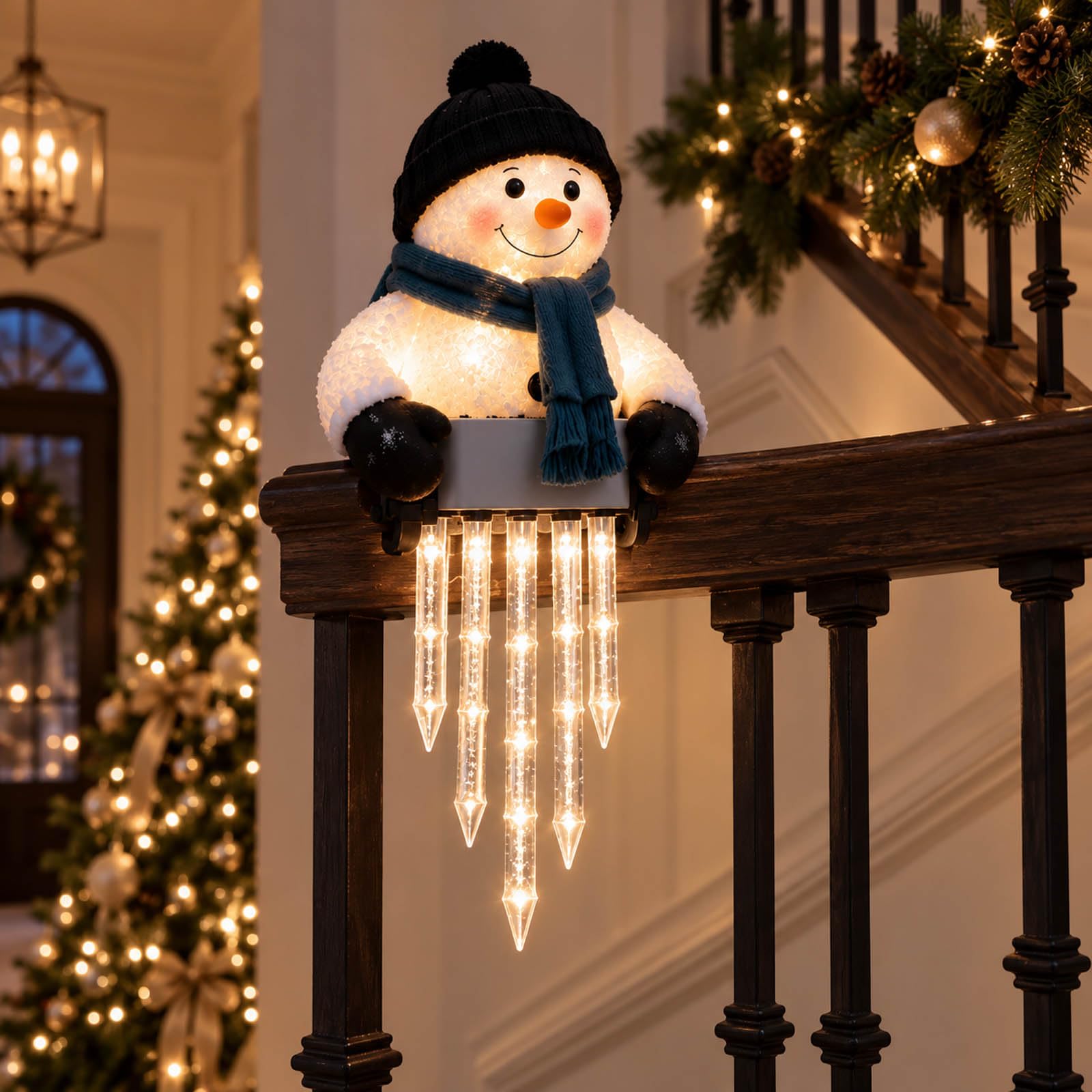Decorazione Natalizia a Forma di Pupazzo di Neve WinterGlow con Effetto ghiacciolo, per Esterni (1 Pezzo)