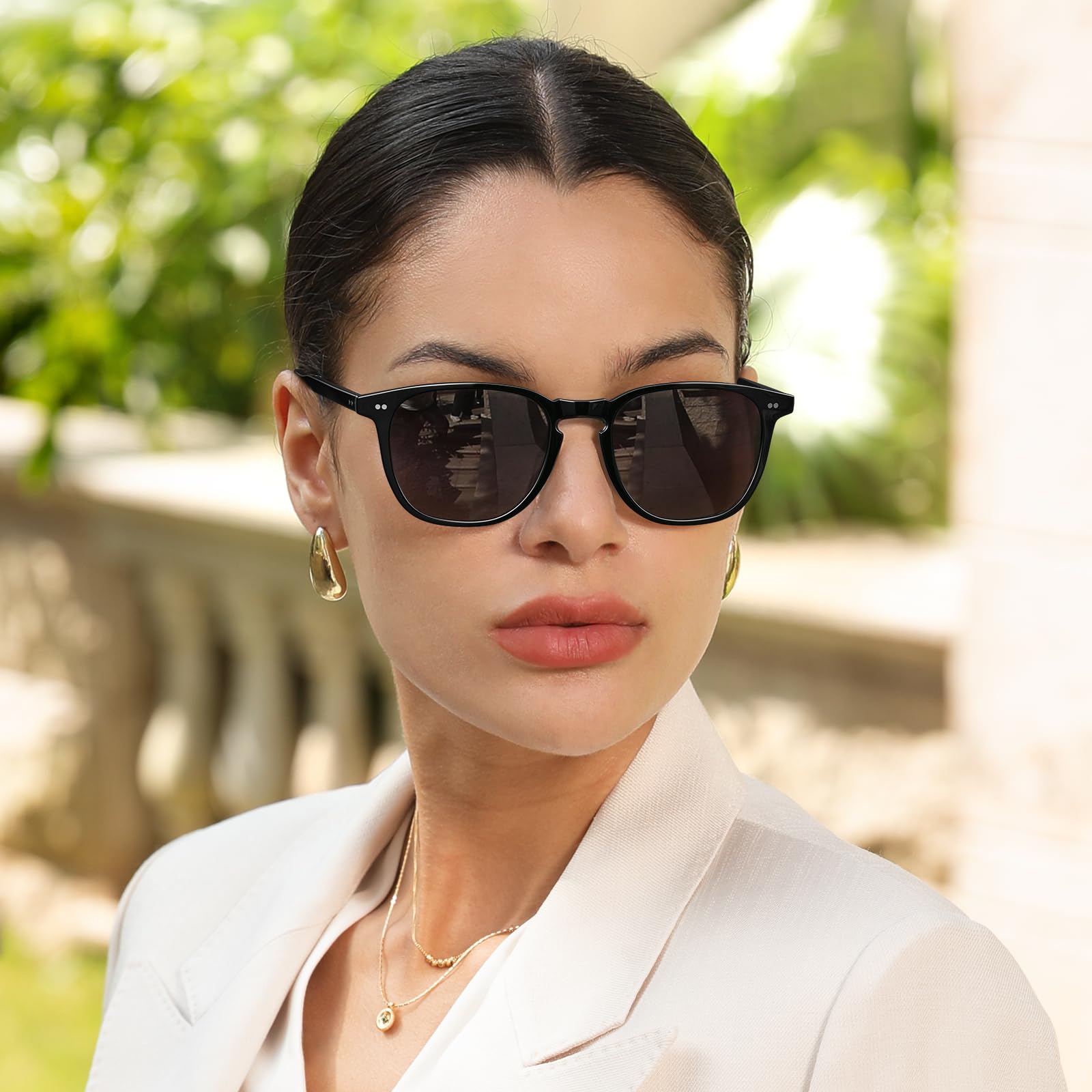 CARFIA Kleine Polarisierte Damen Sonnenbrille mit Brillenetui Vintage Acetatrahmen für Schmale Gesicht Jugendliche