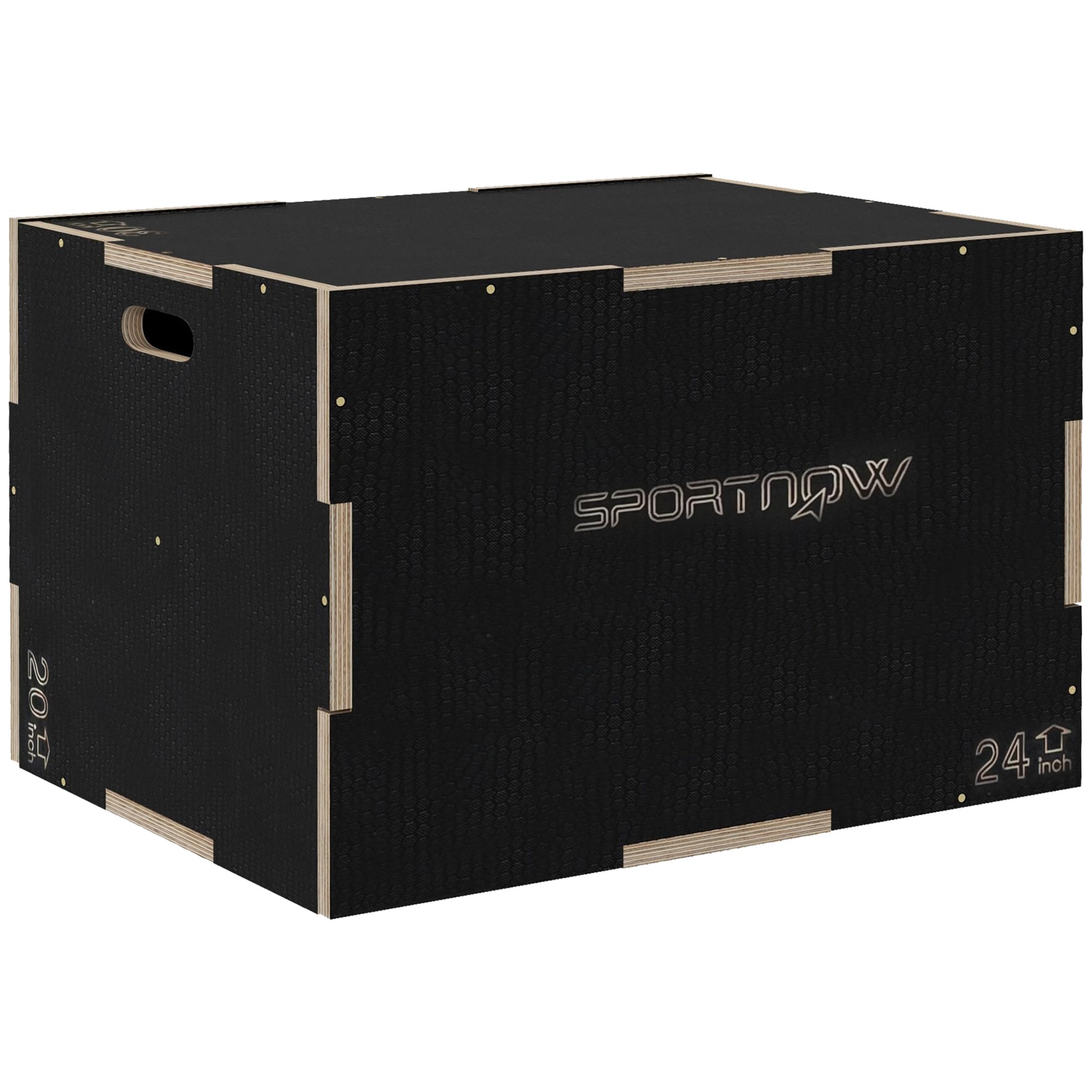 SPORTNOW 3 in 1 Plyo Box Sprungbox aus Holz Schwarz | Plyometric Plattform mit Griff, Plyometrisches Training, Sprungtrainer für Zuhause, Fitnessstudio