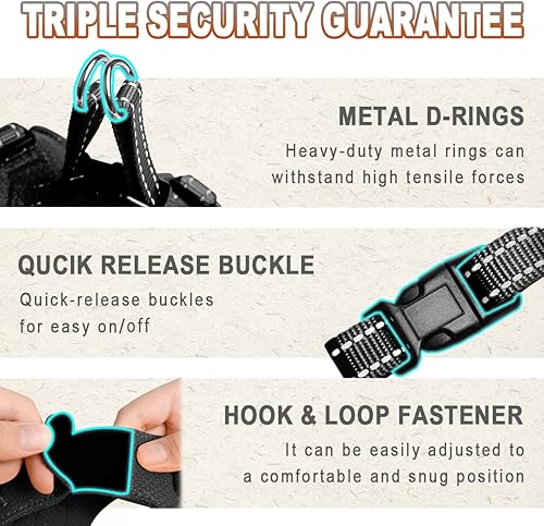 Miniatura 8 de Arnés para perro, arnés reflectante ajustable para cachorro, transpirable, suave para perros pequeños y medianos, gatos, negro, S